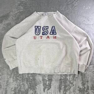 Vintage 90s Delta USA Utah Crewneck Sweatshirt XXL Thrashed Distressed